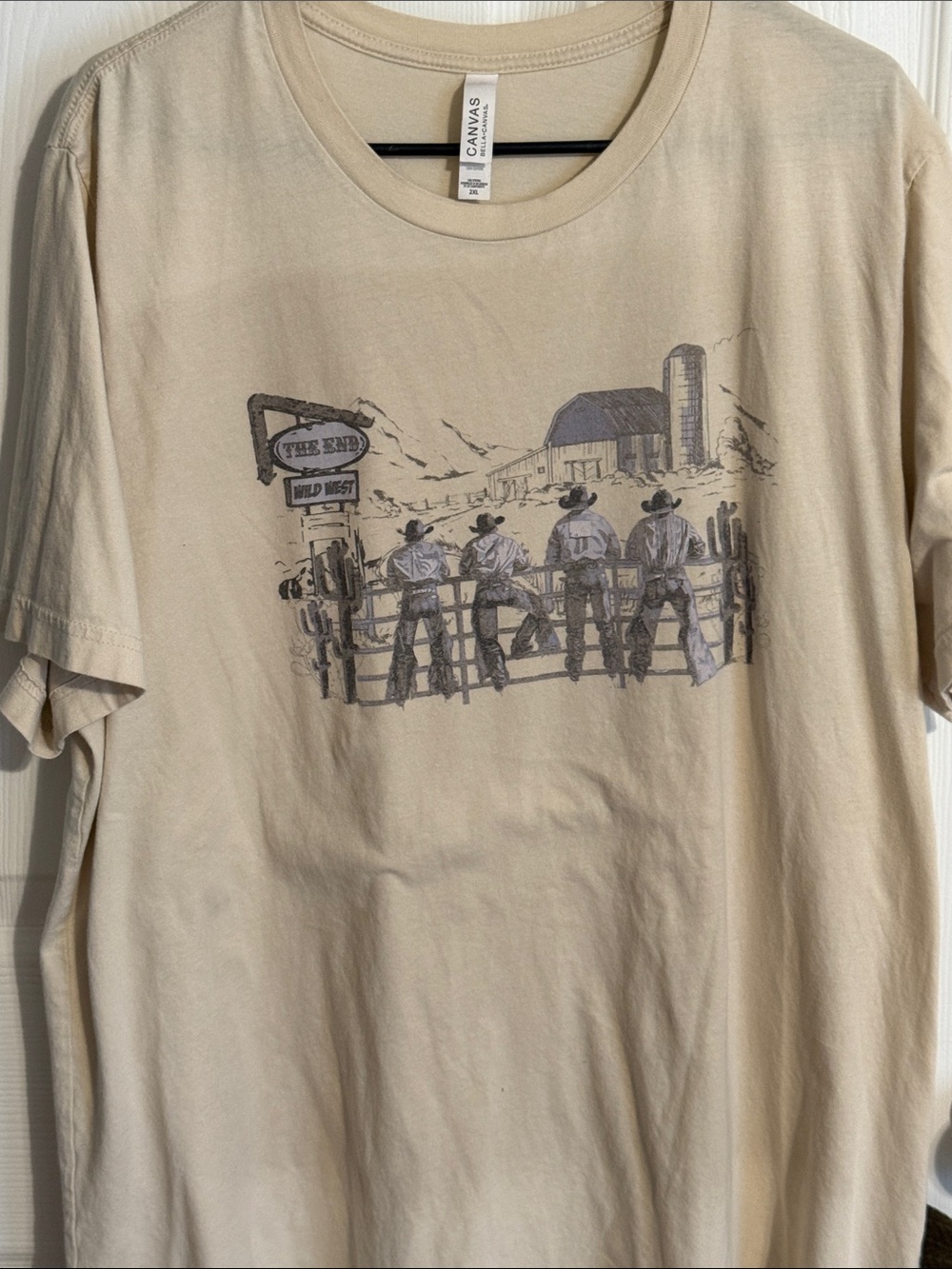 Bella Canvas Beige Short-Sleeve Tee with Western Cowboy Graphic